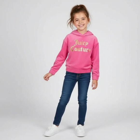 Juicy Couture Other - Juicy Couture Kids Girls Philox Pink Velour Hoodie Pullover Sweatshirt Sz 7 NWT